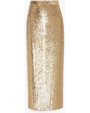 Twp Gwyneth Sequined Stretch-Mesh Midi Skirt - Natural
