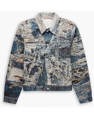 Acne Studios Rye Cropped Printed Denim Jacket - Blue