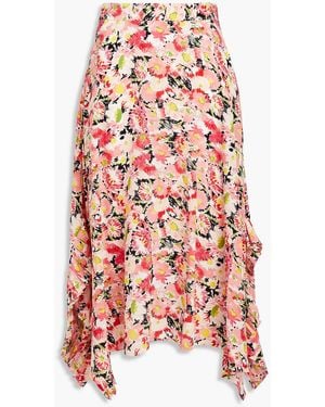 Stella McCartney Floral-Print Silk Crepe De Chine Midi Skirt - White