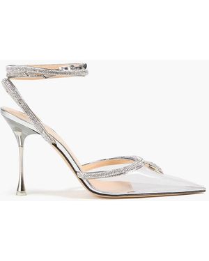 Mach & Mach Crystal-embellished Leather And Pvc Court Shoes - White