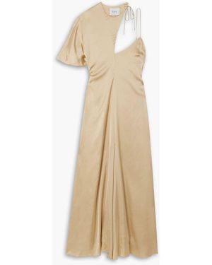 Esse Studios Lumiere Cascade Asymmetric Satin Maxi Dress - Natural