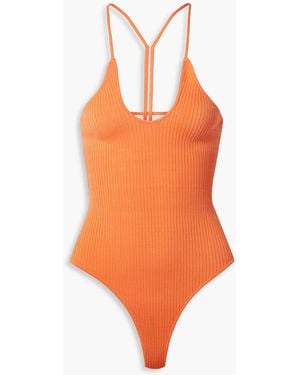 Dodo Bar Or Faye Ribbed-knit Bodysuit - Orange