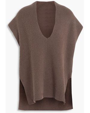 JOSEPH Ribbed Cashmere Vest - Brown
