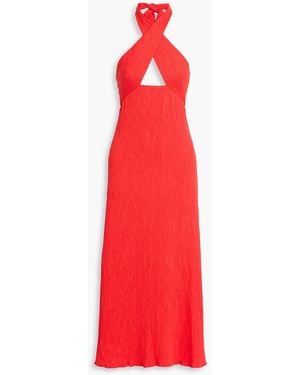 Johanna Ortiz Light Heart Cutout Jacquard Halterneck Maxi Dress - Red