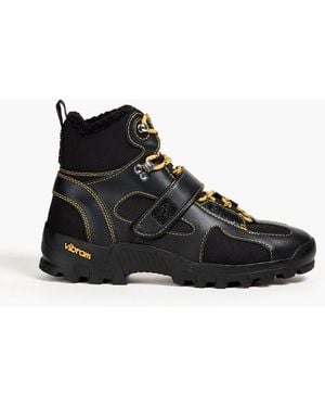 Ganni Faux Leather Hiking Boots - Black