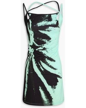 Ioannes Teardrop Printed Recycled Stretch-jersey Mini Dress - Green