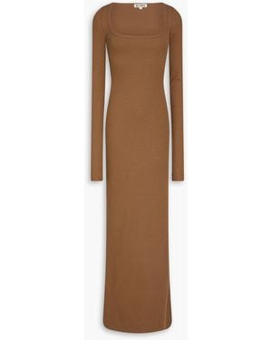 ÉTERNE Ribbed Jersey Maxi Dress - Brown