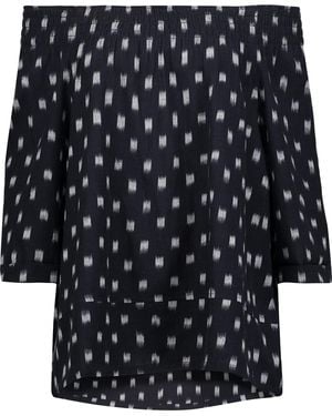 Current/Elliott Off-The-Shoulder Printed Cotton-Twill Top - Black