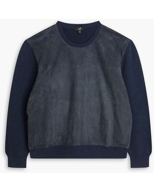 dunhill Nubuck-paneled Merino Wool Jumper - Blue