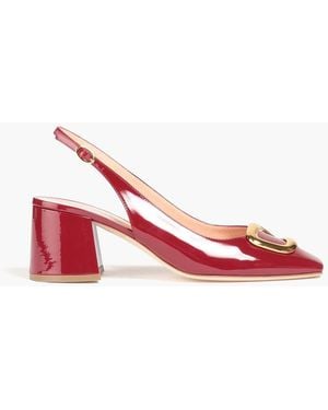 Rupert Sanderson Embellished Patent-leather Slingback Court Shoes - Red