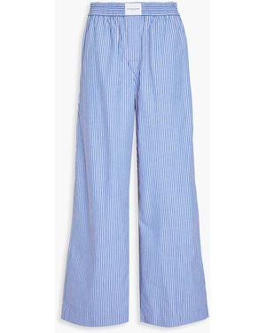 T By Alexander Wang Boxer gestreifte hose mit weitem bein aus baumwollpopeline - Blau