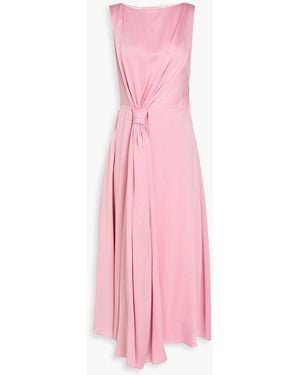 ROKSANDA Talura Draped Washed Silk-satin Midi Dress - Pink