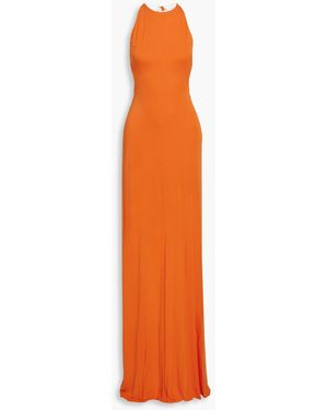 Halston Briar Open-back Jersey Halterneck Gown - Orange