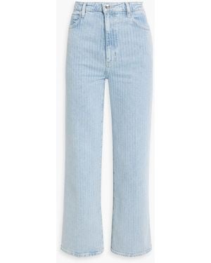 FRAME The Wide Striped High-Rise Wide-Leg Jeans - Blue