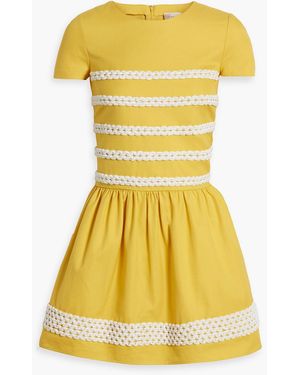 RED Valentino Embroidered Cotton Mini Dress - Yellow