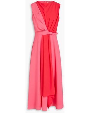 ROKSANDA Parsa Twisted Two-Tone Crepe Midi Dress - Red