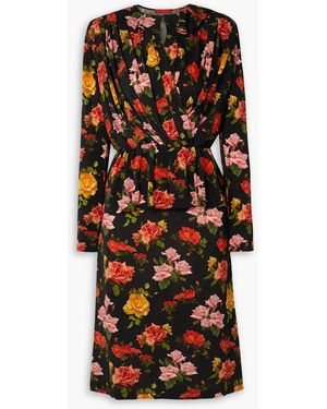 Commission Ruched Floral-print Stretch-jersey Midi Dress - Black