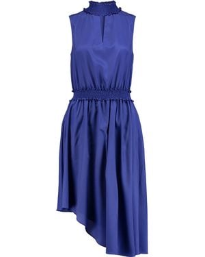 Raoul Sarila Shirred Crepe De Chine Midi Dress - Blue