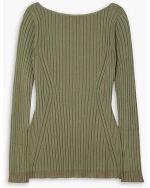 NINETY PERCENT Irie Ribbed-knit Top - Green