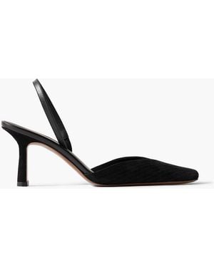 Neous Dilmun Leather-Trimmed Suede Slingback Court Shoes - Black