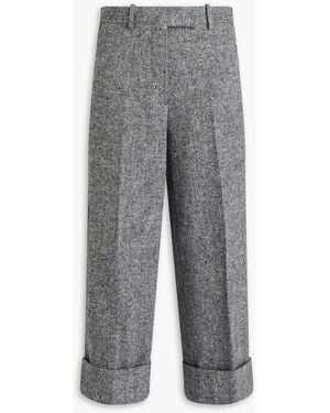 Thom Browne Cropped Wool And Mohair-blend Straight-leg Trousers - Grey