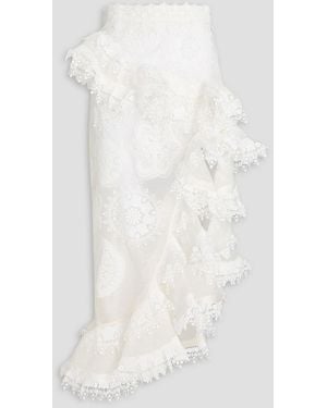 Zimmermann Asymmetric Linen And Silk-blend Maxi Skirt - White