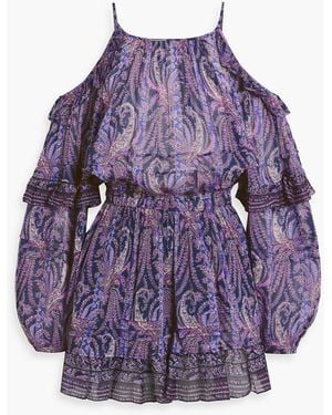 Isabel Marant Gabinia Paisley-Print Cotton And Silk-Blend Crepon Mini Dress - Purple