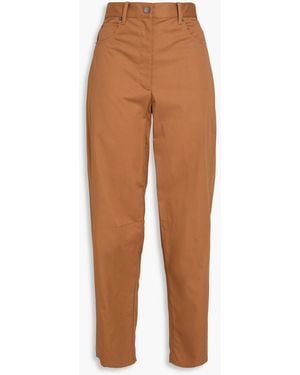 Theory Cotton-Twill Tapered Trousers - Brown