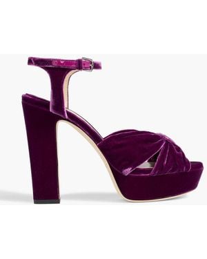 Jimmy Choo Heloise 120 Velvet Platform Sandals - Purple