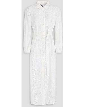 Evi Grintela Riad Broderie Anglaise Cotton Midi Shirt Dress - White