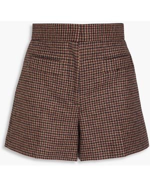 Sandro Houndstooth Wool-blend Tweed Shorts - Brown