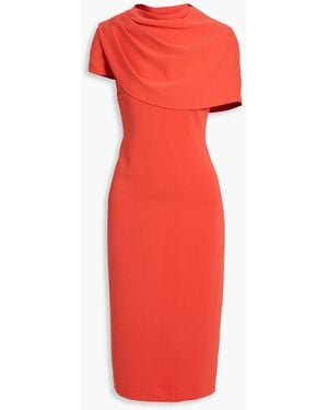 Badgley Mischka Draped Crepe Midi Dress - Red