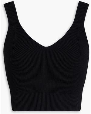 RE/DONE 90S Cropped Ribbed-Knit Top - Black