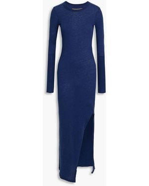 Enza Costa Cotton And Cashmere-Blend Maxi Dress - Blue