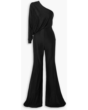 Alexandre Vauthier One-shoulder Draped Satin Jumpsuit - Black