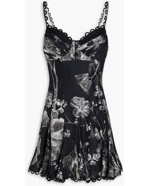 Charo Ruiz Jaily Floral-Print Cotton-Blend Voile Mini Dress - Black