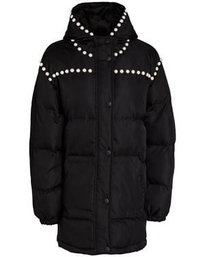 Moschino Embellished Quilted Shell Hooded Jacket - Black