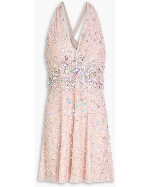 Jenny Packham Embellished Tulle Mini Dress - Pink