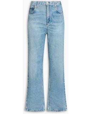 Rag & Bone Miramar Shannon Denim-Effect Print French Cotton-Terry Straight-Leg Trousers - Blue