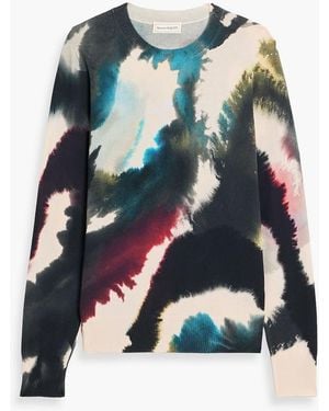 McQueen Tie-Dyed Cotton Sweater - Blue