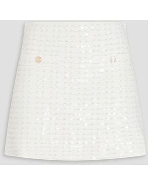 Maje Sequined Bouclé-Knit Mini Skirt - White