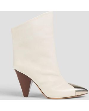 Isabel Marant Lapio Embellished Leather Ankle Boots - Natural