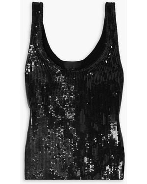 Nili Lotan Noe Sequined Merino Wool Tank - Black