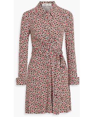 Diane von Furstenberg Didi Printed Stretch-Jersey Mini Wrap Dress - Red