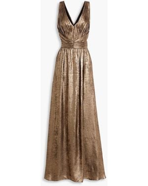 Zac Posen Pleated Georgette Gown - Natural