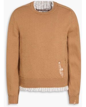 Maison Margiela Layered Distressed Wool Jumper - Natural