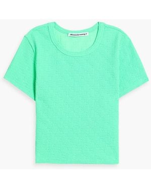 T By Alexander Wang Cropped Jacquard-knit Top - Green