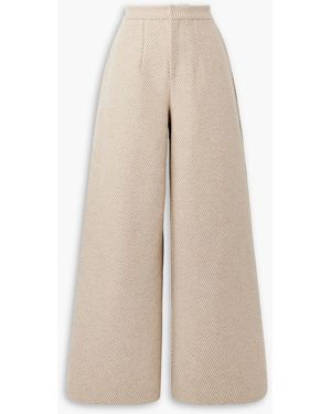 D'Estree Lenore Striped Wool-blend Wide-leg Pants - Natural
