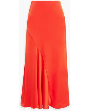 10 Crosby Derek Lam Paulette Satin Midi Skirt - Red