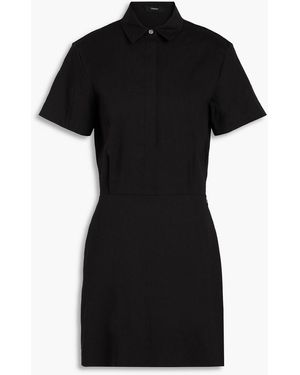 Theory Hemdkleid aus einer leinenmischung mit falten in minilänge - Schwarz